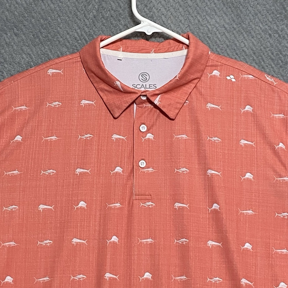 Scales Polo Shirt Men's Size XL Swordfish Marlin Performance Golf Casual